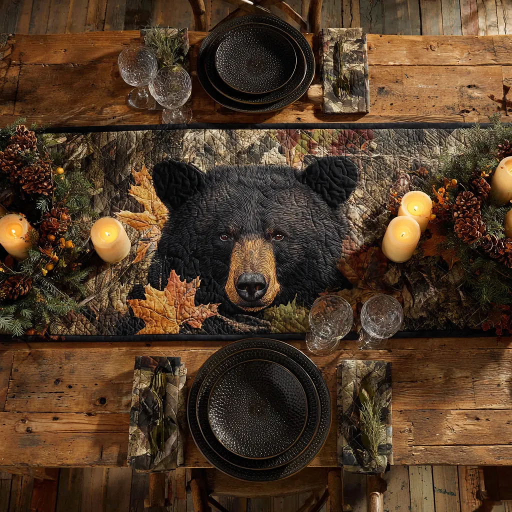 Autumn Bear Walk Quilted Table Runner
