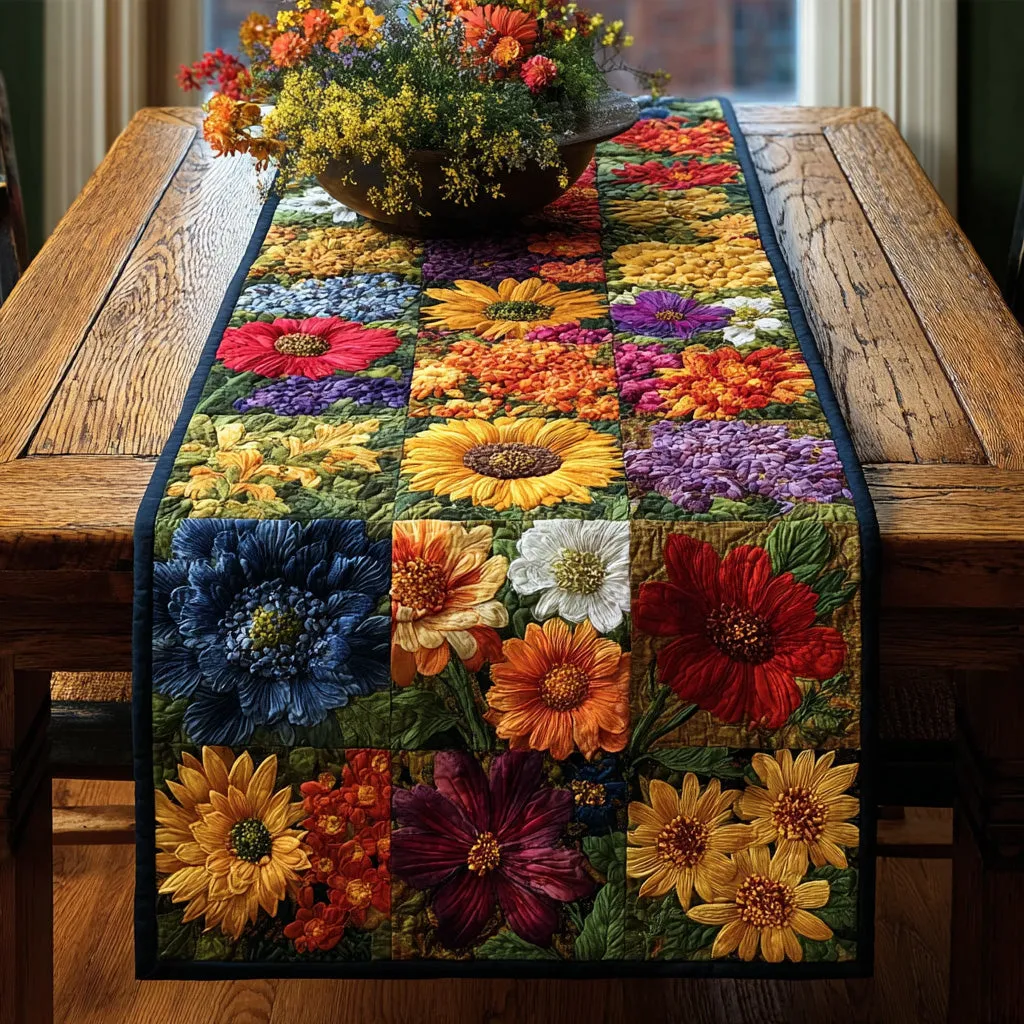 Autumn Blooms Quilted Table Runner