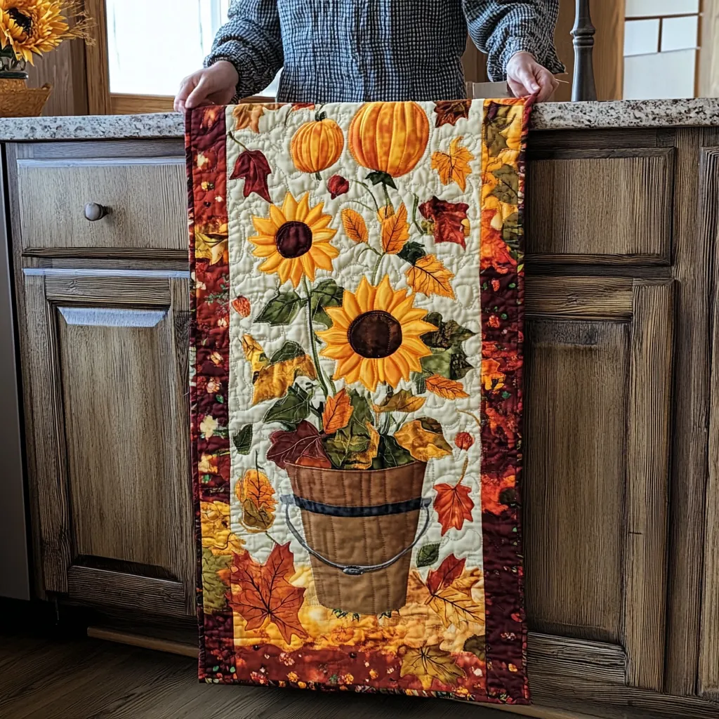 Autumn Colors Shine Quilted Table Runner