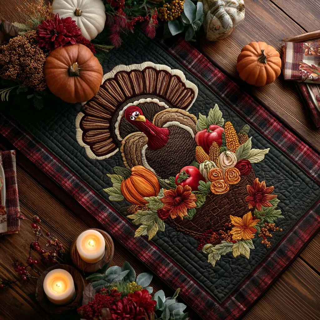 Autumn Cornucopia Quilted Table Runner