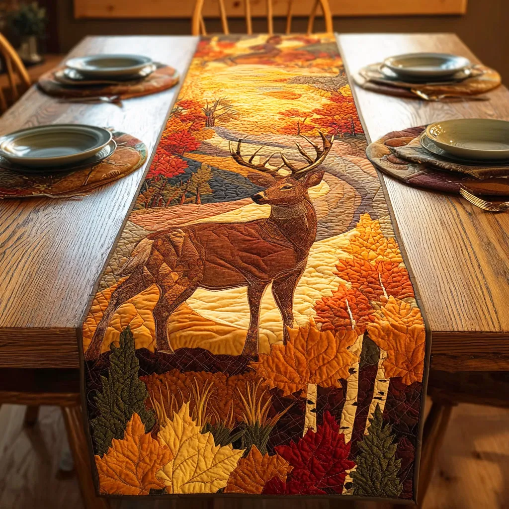 Autumn Ridge Deer Quilted Table Runner