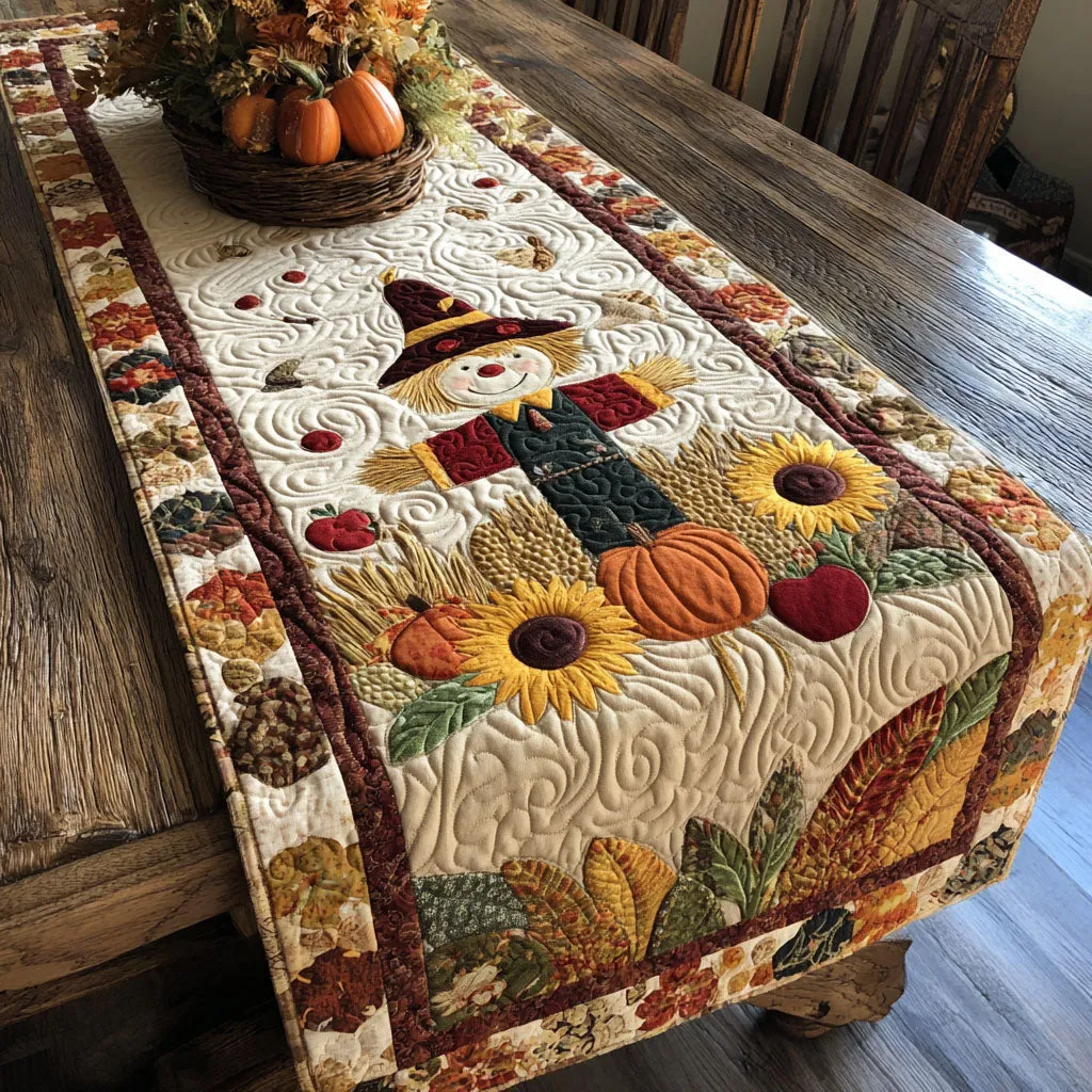 Autumn Scarecrow Quilted Table Runner