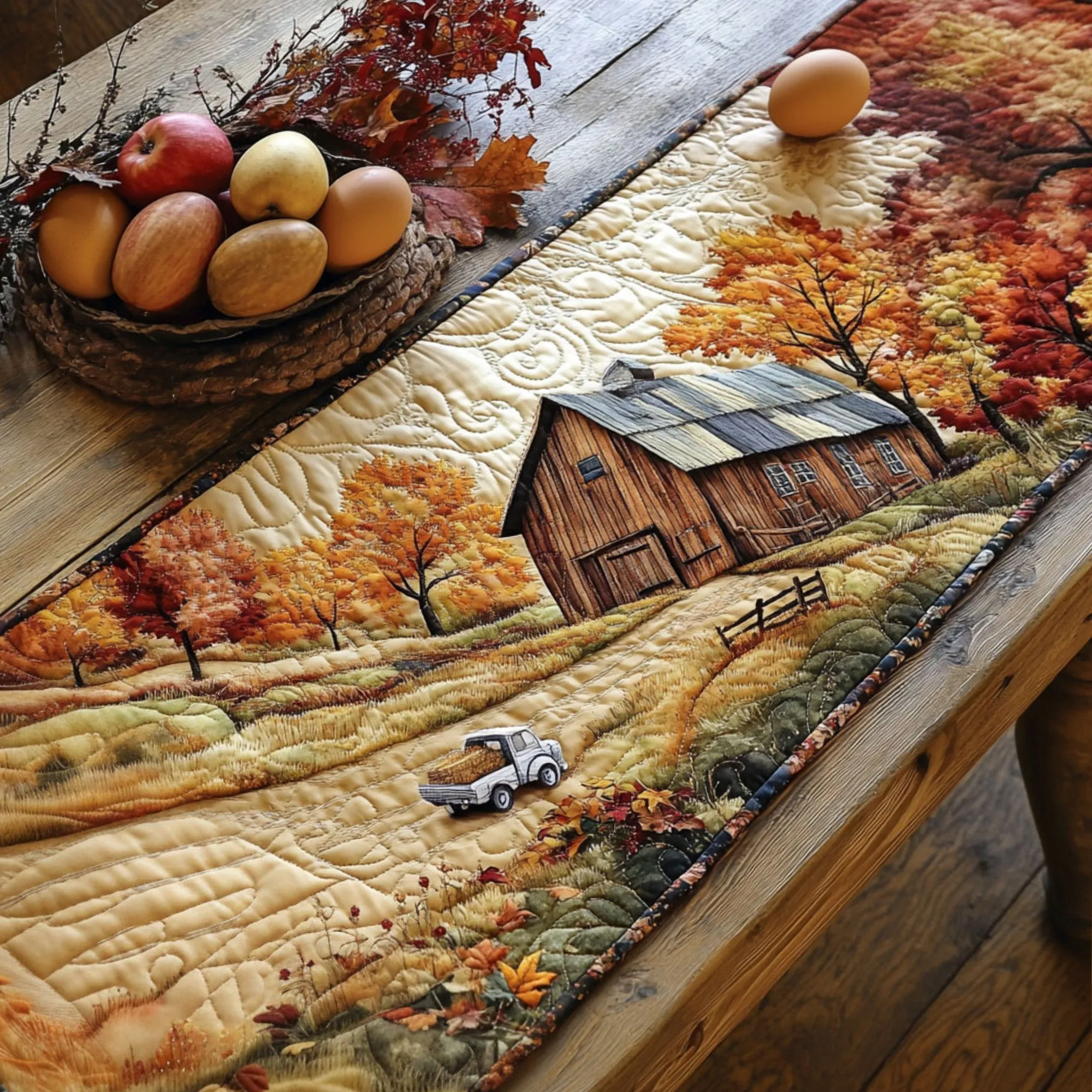 Autumn at the Barn Quilted Table Runner