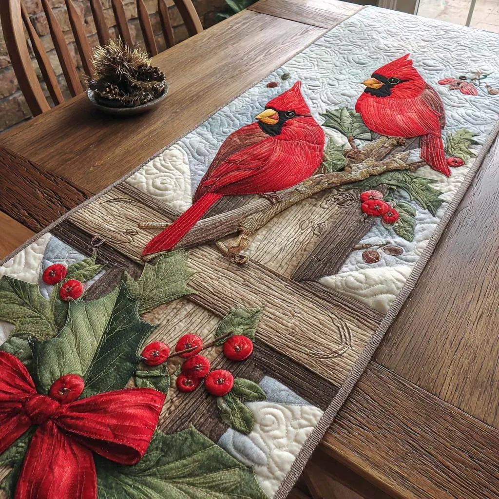 Berry Lane Cardinals Quilted Table Runner