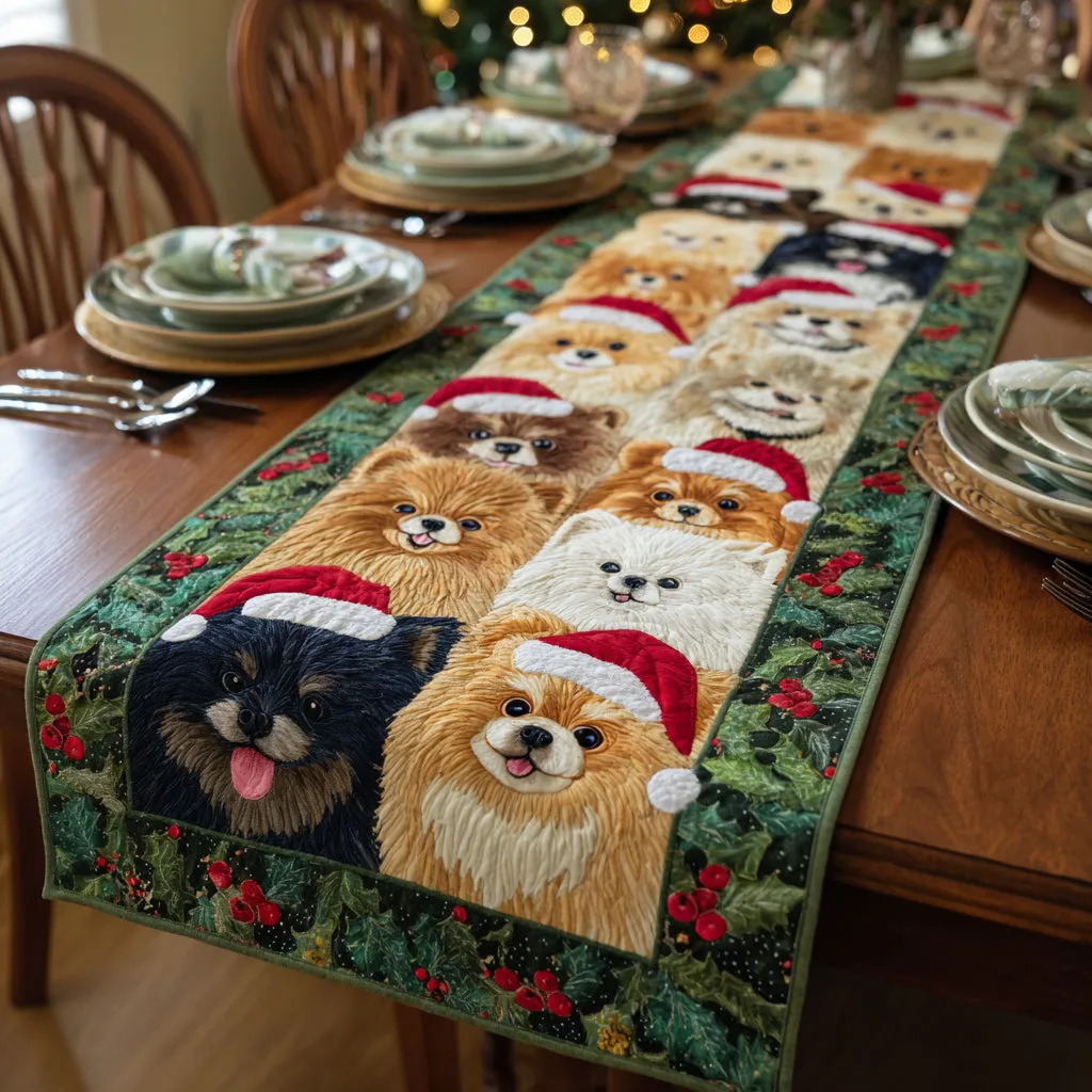 Berry Pomeranian Quilted Table Runner