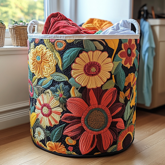 Bright Meadow Quilted Laundry Basket