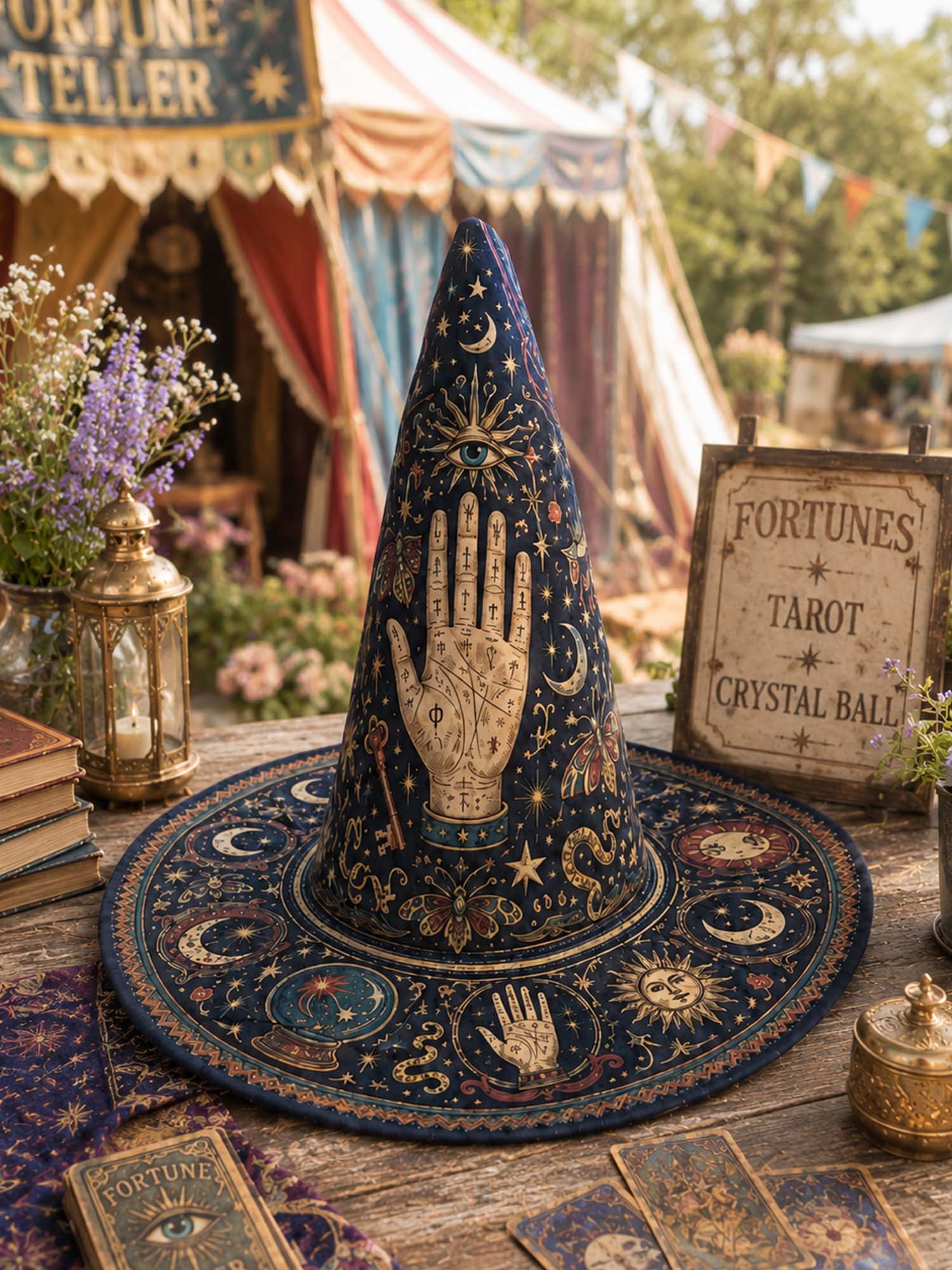 Mystic Tarot Celestial Quilted Witch Hat