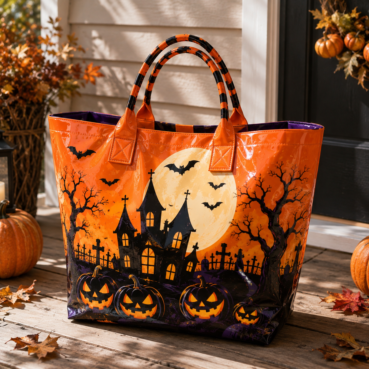 Spooky Castle Jack‑o‑lantern PVC Tote Bag
