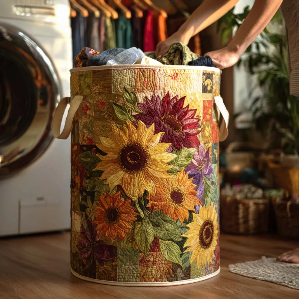 Country Glow Quilted Laundry Basket