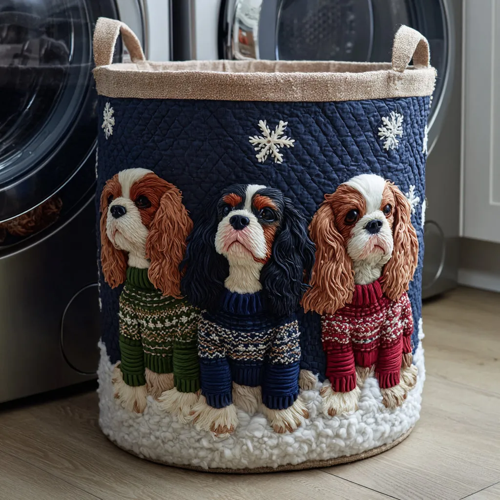 King Charles Sweater Quilted Laundry Basket