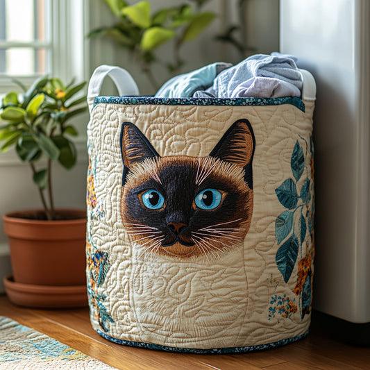 Siamese Cat Joy Quilted Laundry Basket