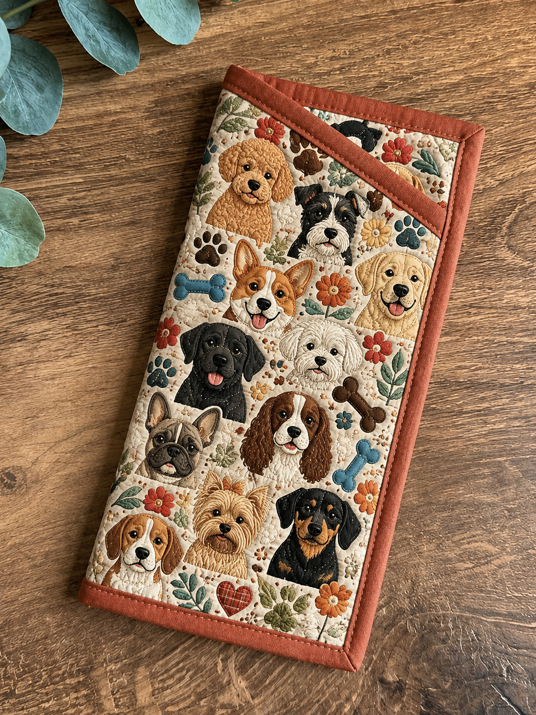 Charming Puppy Collection Quilted Eyeglass Case