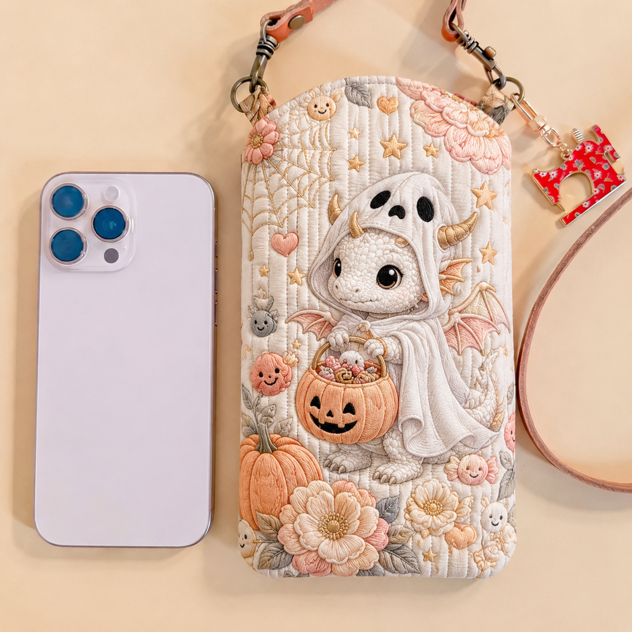 Ghost Costume Dragon Quilted Slim Phone Crossbody Bag