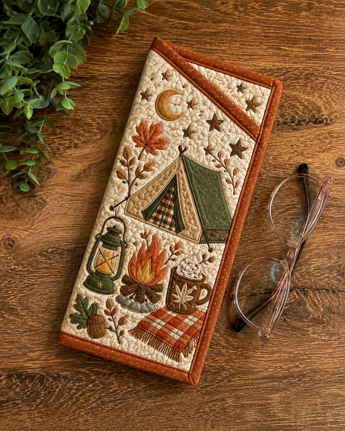 Cozy Fall Camping Quilted Eyeglass Case
