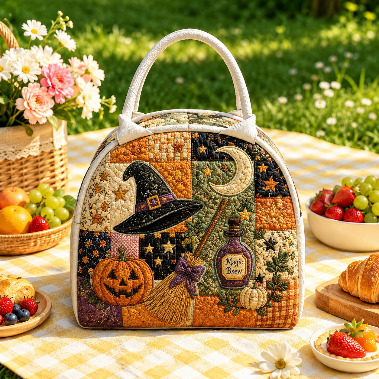 Witch Hat & Magic Brew Quilted Lunch Bag