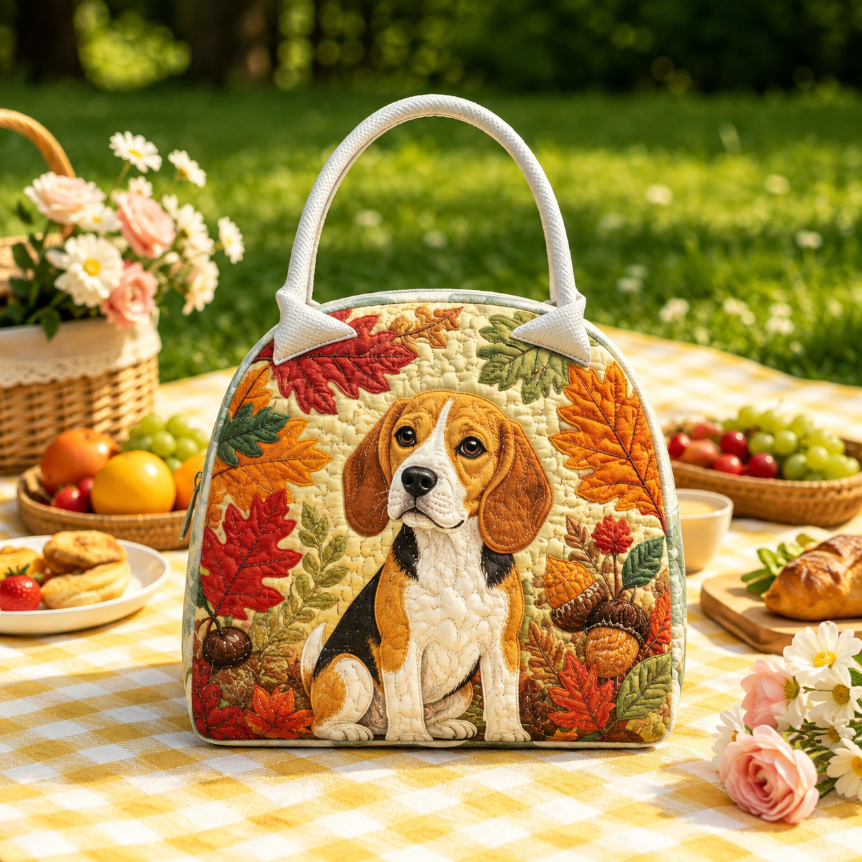 Autumn Beagle Quilted Lunch Bag