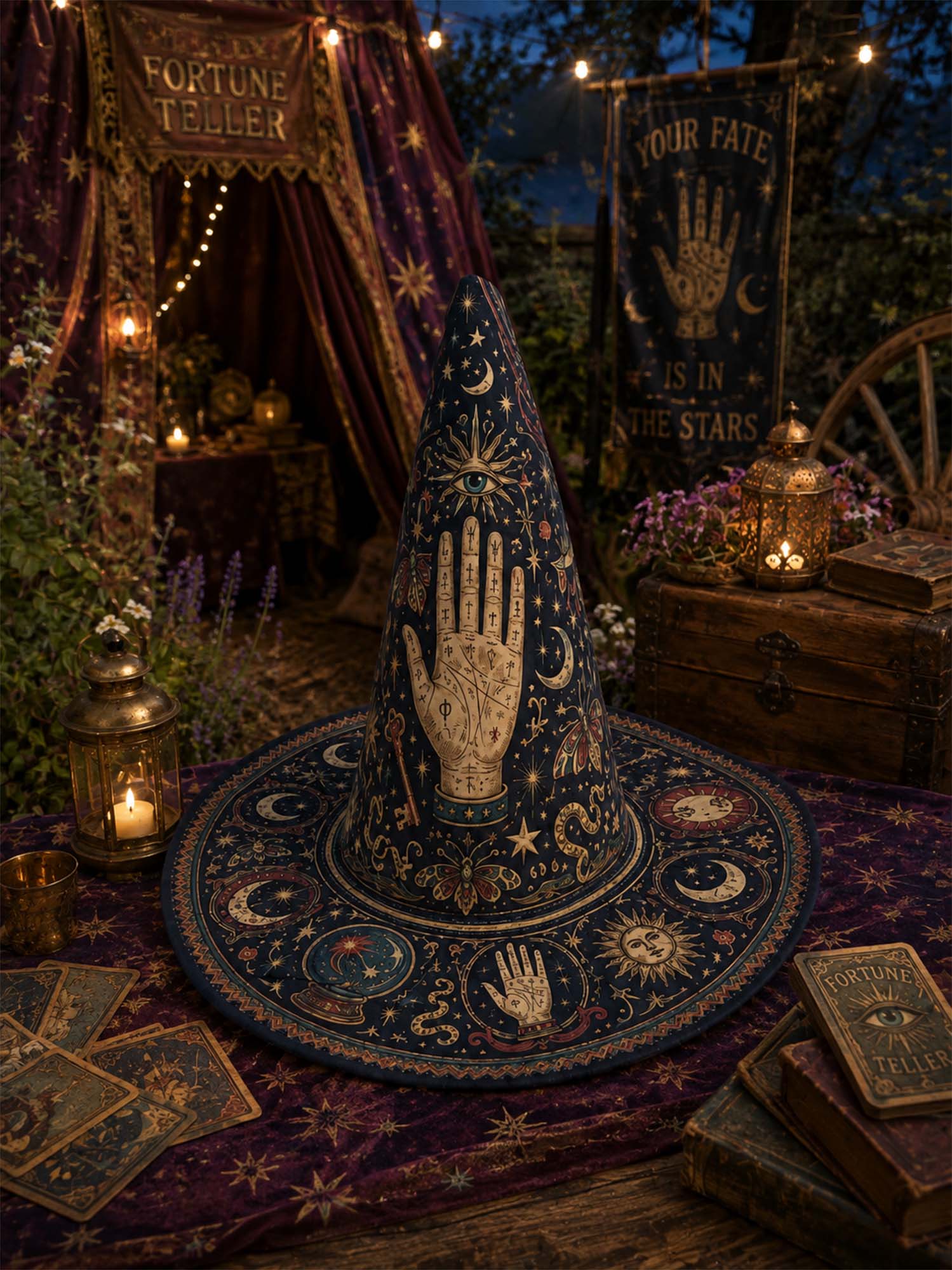 Mystic Tarot Celestial Quilted Witch Hat