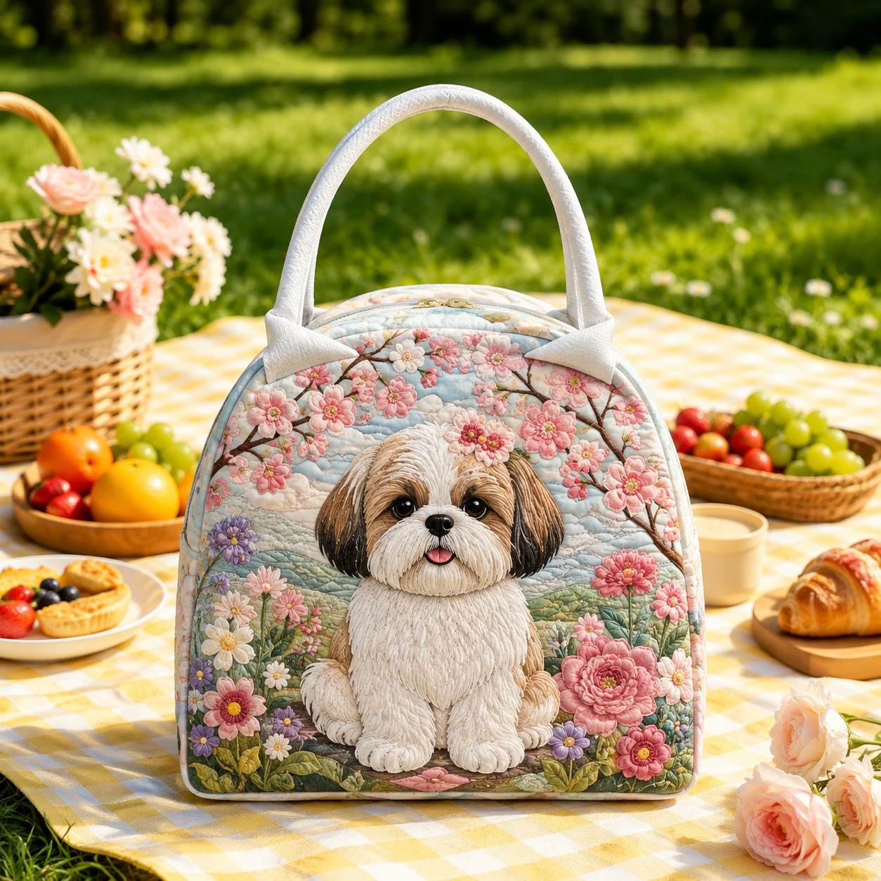 Blossom Shih Tzu Quilted Lunch Bag