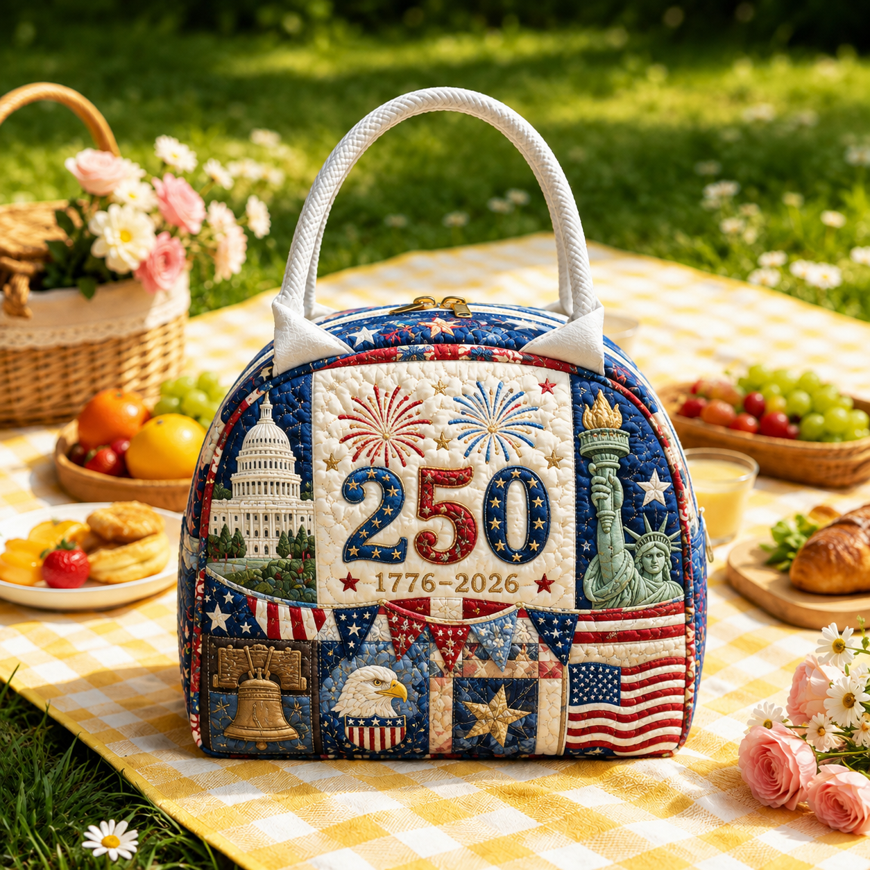 American Landmarks 250th Quilted Lunch Bag
