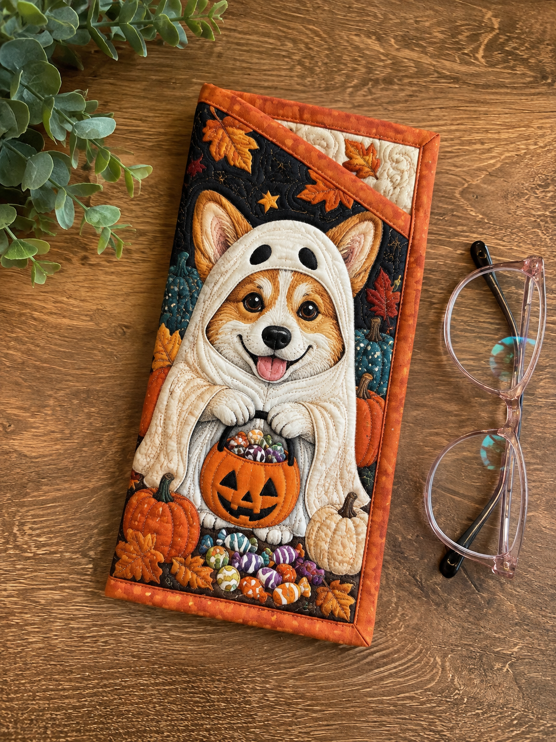 Halloween Puppy Costume Quilted Eyeglass Case