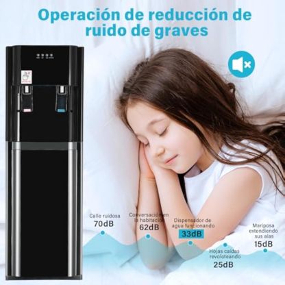 Ykioea Dispensador de Agua con Garrafón Oculto, Dispensador de Agua Fria y Caliente, Enfriador de Agua, Bloqueo de Seguridad, para Hogar Oficina, Dormitorios