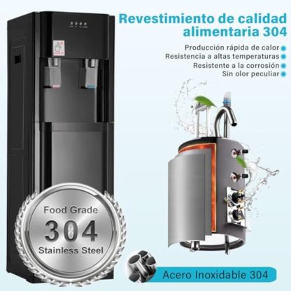 Ykioea Dispensador de Agua con Garrafón Oculto, Dispensador de Agua Fria y Caliente, Enfriador de Agua, Bloqueo de Seguridad, para Hogar Oficina, Dormitorios