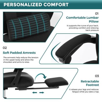 🔥Limited stock Only $29.9 today🎁Ergonomic Office Chair with Foot Rest and Adjustable Headrest, Mesh Swivel Rolling Task Chair