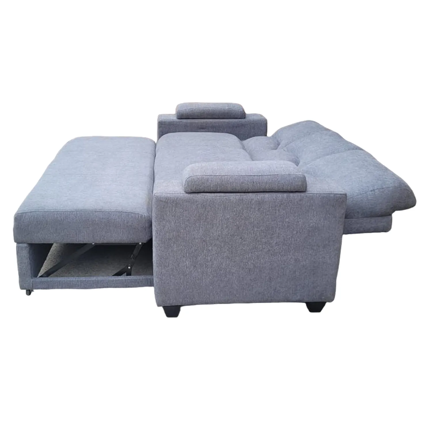 SOFA CAMA FUNCIONAL 2 PZ DECO LINO GRIS OSCURO