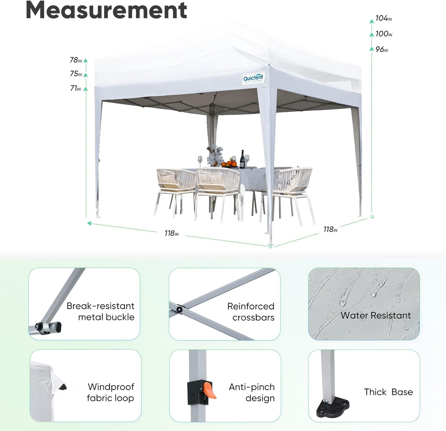 Quictent - Tienda de campaña desplegable de privacidad de 10 x 10 pulgadas con paredes laterales y ventanas ventiladas enrollables, configuración para una persona, fácil refugio para eventos
