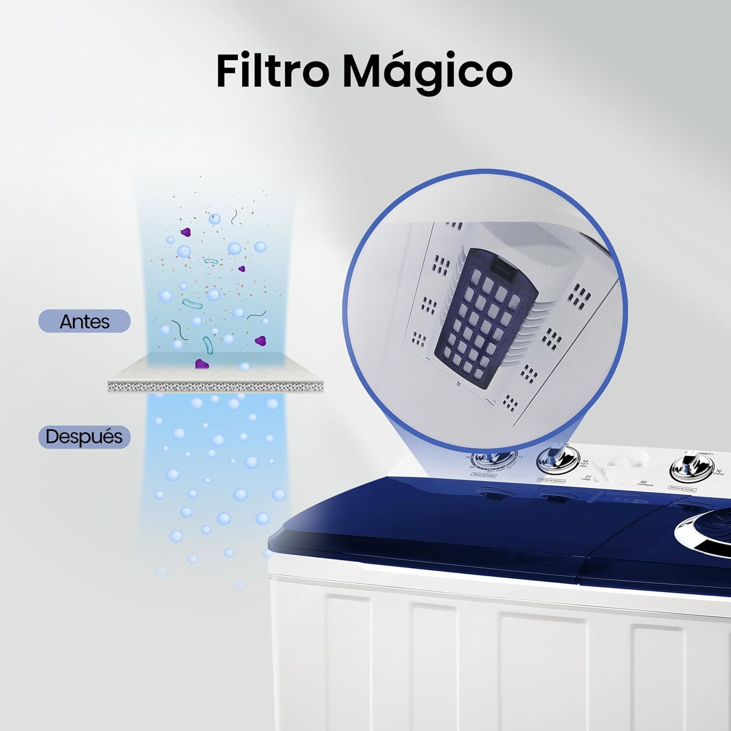 Hisense WSA1102PCN Lavadora Semiautomätica Doble Tina 11 Kg, Blanco/Gris