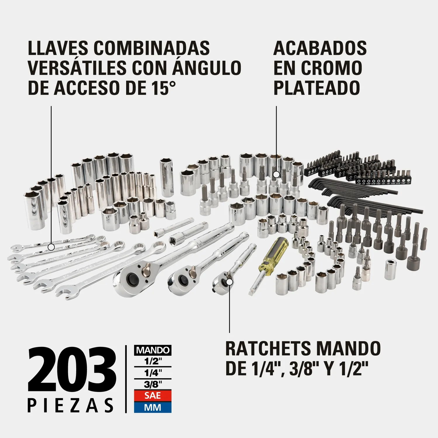 Juego de Herramientas Mecánicas 203 piezas STANLEY STMT17993-LA