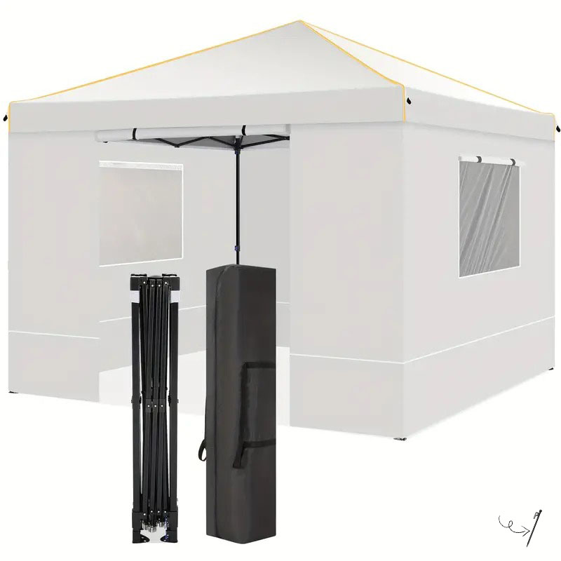 Gazebo con toldo emergente de tela Oxford impermeable portátil de 10x10 con ventanas de malla - Fácil de instalar, 4 estacas y cuerda - Adecuado para 8 personas, normalmente impermeable, soportes de aleación, cierre de cremallera
