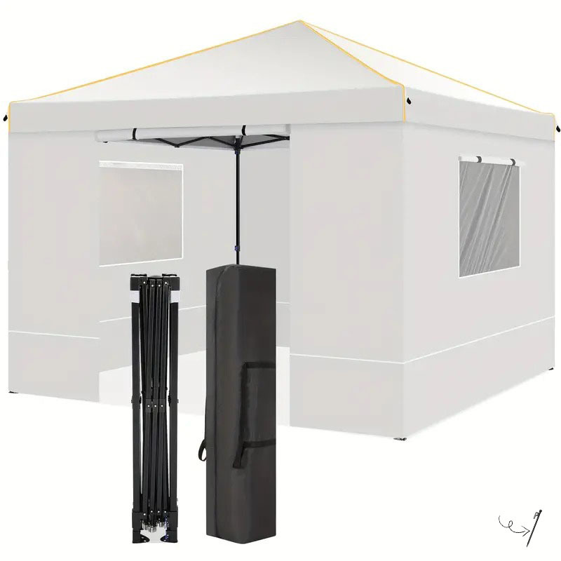 Gazebo con toldo emergente de tela Oxford impermeable portátil de 10x10 con ventanas de malla - Fácil de instalar, 4 estacas y cuerda - Adecuado para 8 personas, normalmente impermeable, soportes de aleación, cierre de cremallera