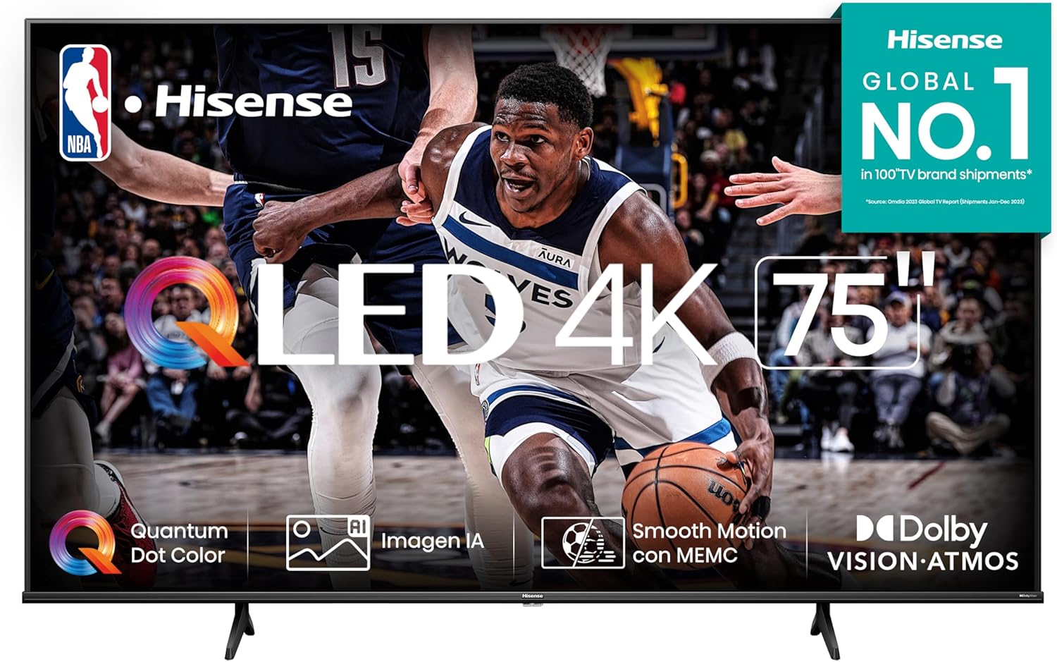 Hisense Pantalla QLED de 43" 43QD6N Google TV Works with Alexa 2024