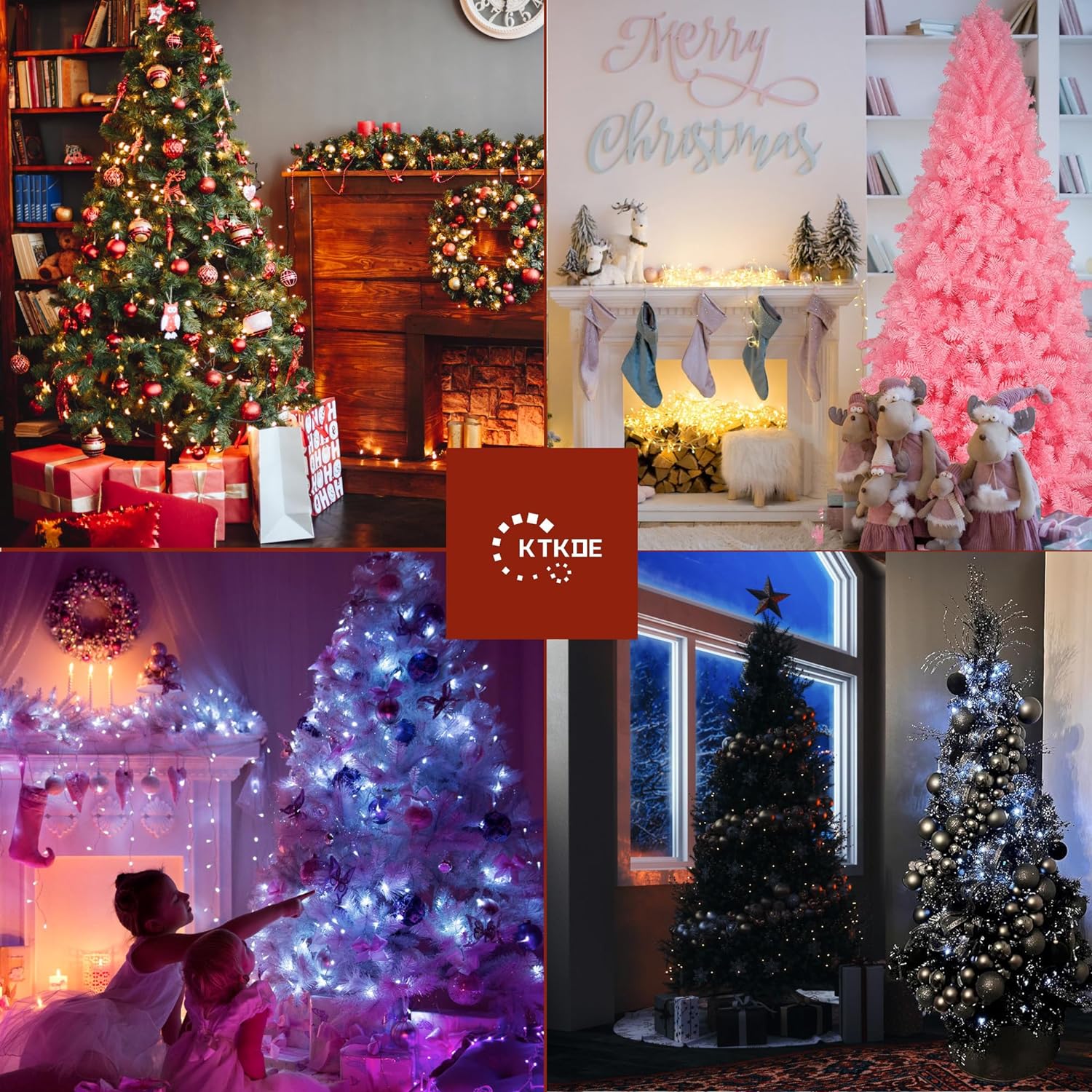 KTKDE Árbol de Navidad artificial de abeto de 7 pies, árbol de Navidad verde realista con 1.450 puntas de árbol, 300 postes de luz LED alimentados por pilas, pentáculo dorado de 7.8 pulgadas, perfecto