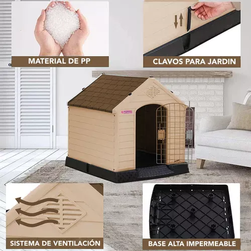 Casa Para Perro Exterior Con Puerta Raza Grande 99cm Qperrón