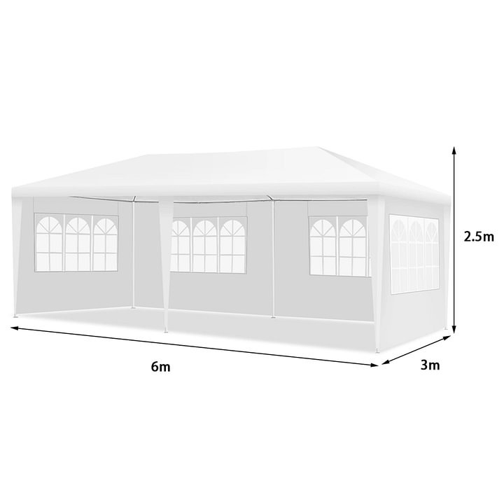 Costway Carpa de Exterior Entoldado para Bodas Portátil con 4 Paredes Removibles Glorieta para Eventos Refugio Patio Blanco 6 x 3 x 2,5 m Costway Modern