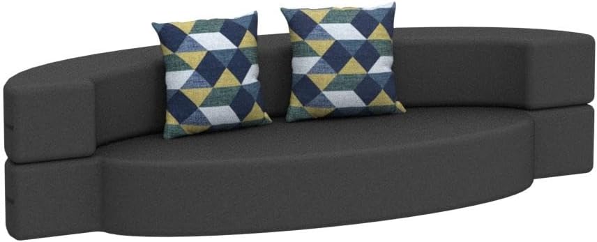Nigoone - Sofá plegable tamaño Queen de espuma viscoelástica con 2 almohadas, sillón perezoso, triple futón, camas convertibles, funda lavable, gris oscuro