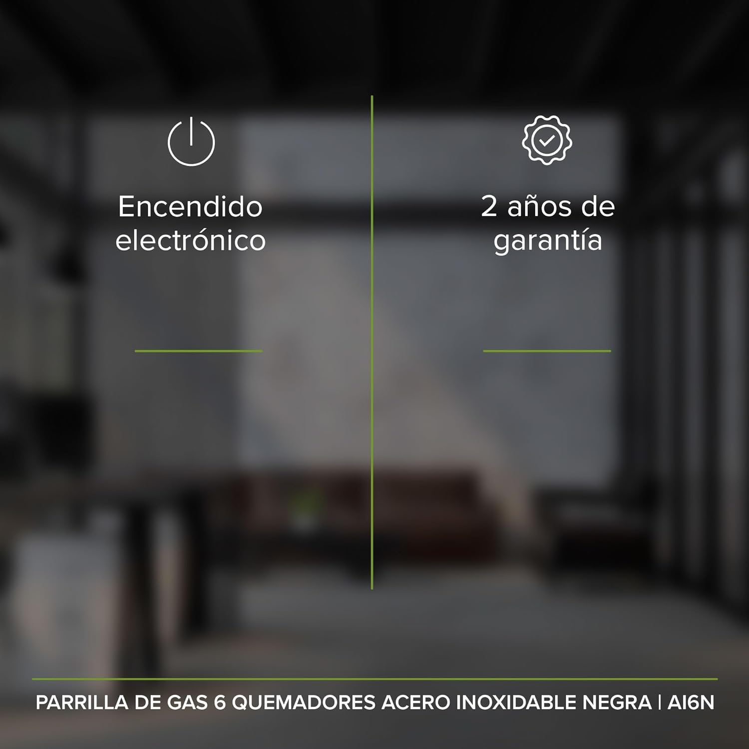 AVERA Parrilla de Gas 6 Quemadores 86cm, Acero Inoxidable Color Negro, Empotrable, Soportes de Hierro Fundido, Encendido Electronico, Estufa Empotrable, Compatible con Gas LP y Gas Natural, AI6N