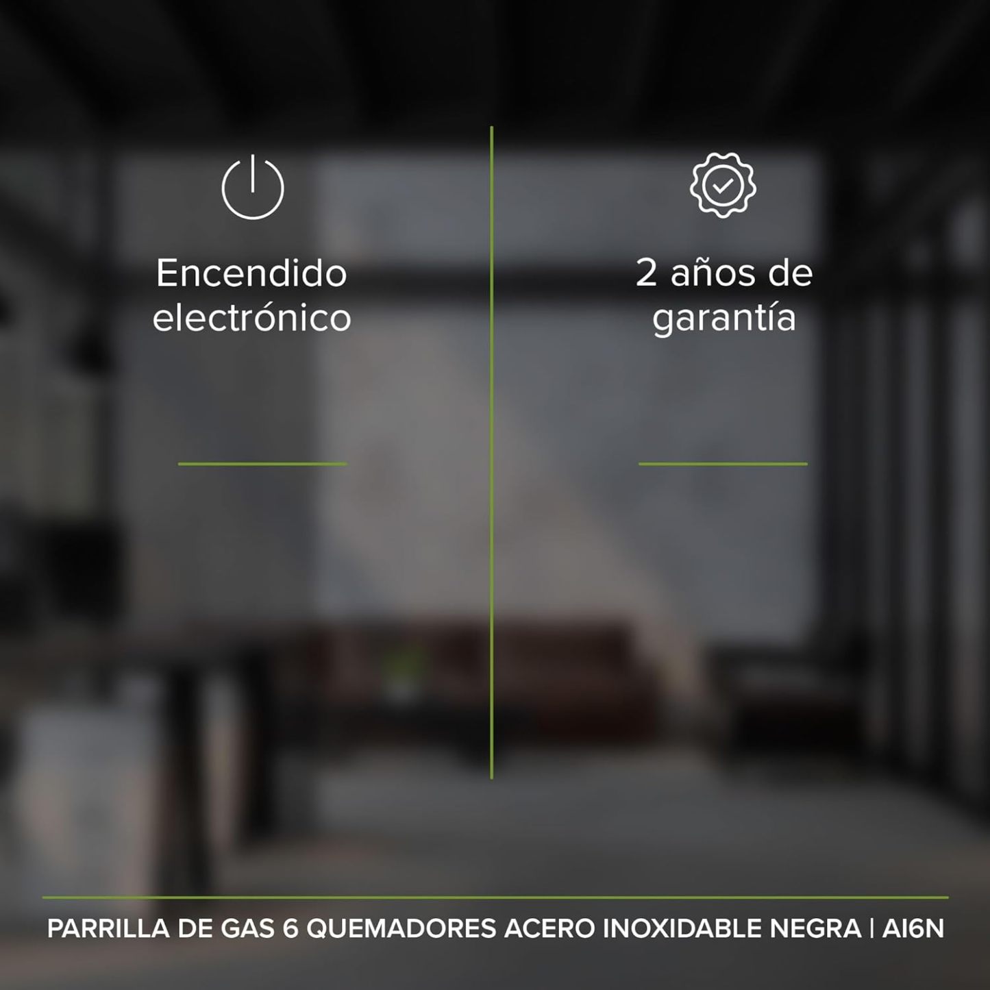 AVERA Parrilla de Gas 6 Quemadores 86cm, Acero Inoxidable Color Negro, Empotrable, Soportes de Hierro Fundido, Encendido Electronico, Estufa Empotrable, Compatible con Gas LP y Gas Natural, AI6N