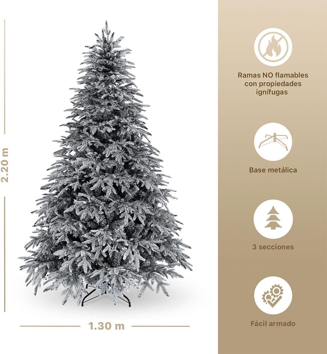 ESQUIMAL Árbol de Navidad Escarchado Ramas PVC y PE, Cedro del Himalaya Frondoso (Verde Nevado, 1.8 m)