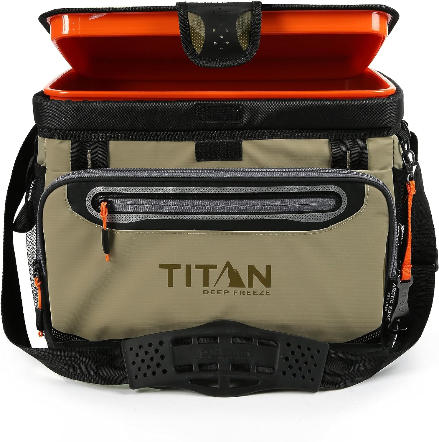 Congelador Arctic Zone Titan, 48 latas, congelador rígido sin cremallera, congelador verde musgo con aislamiento de congelación profunda, revestimiento rígido y SmartShelf-----Abridor de botellas