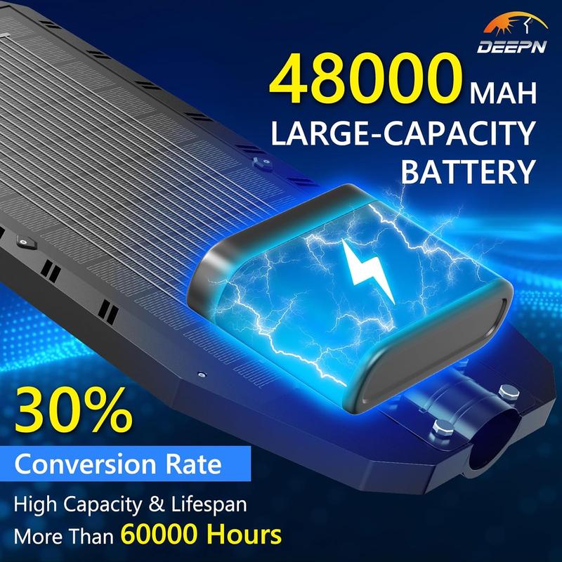 Farola solar con 750 LED, resistente al agua IP66, lámpara LED para exteriores con sensor de movimiento y control remoto, iluminación para jardines y patios (encendido automático al anochecer).