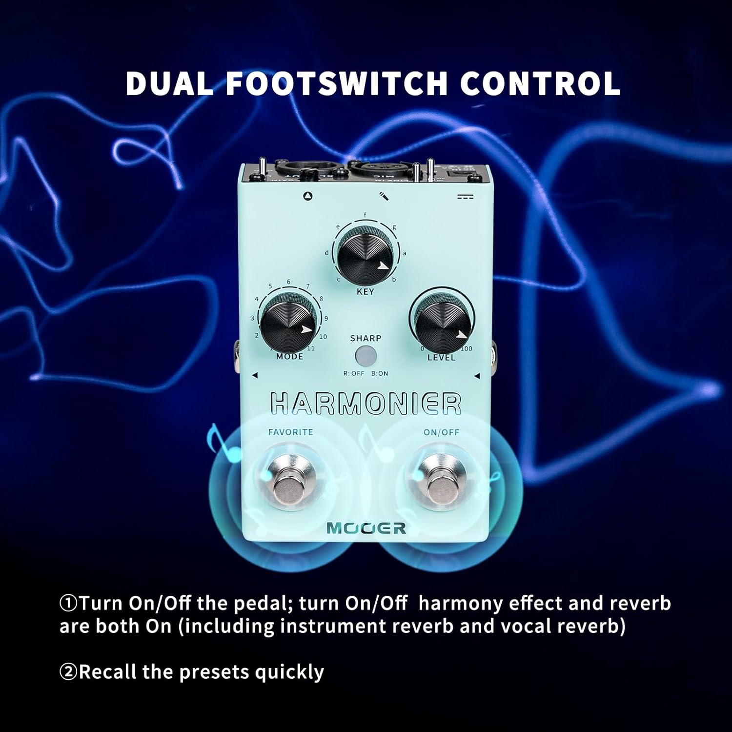 MOOER Harmonier - Procesador de efectos vocales para guitarra, pedal vocal, micrófono para grabación de transmisión en vivo (MVP2)