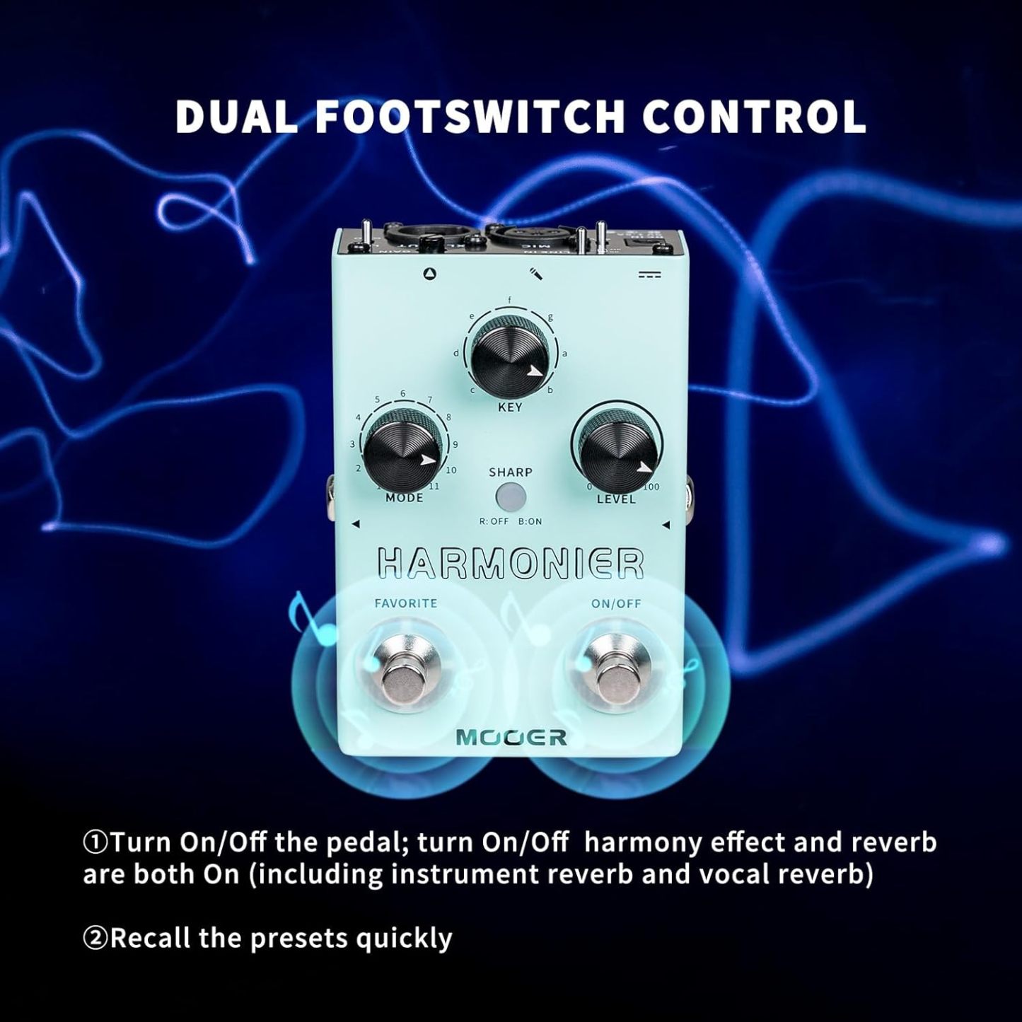 MOOER Harmonier - Procesador de efectos vocales para guitarra, pedal vocal, micrófono para grabación de transmisión en vivo (MVP2)