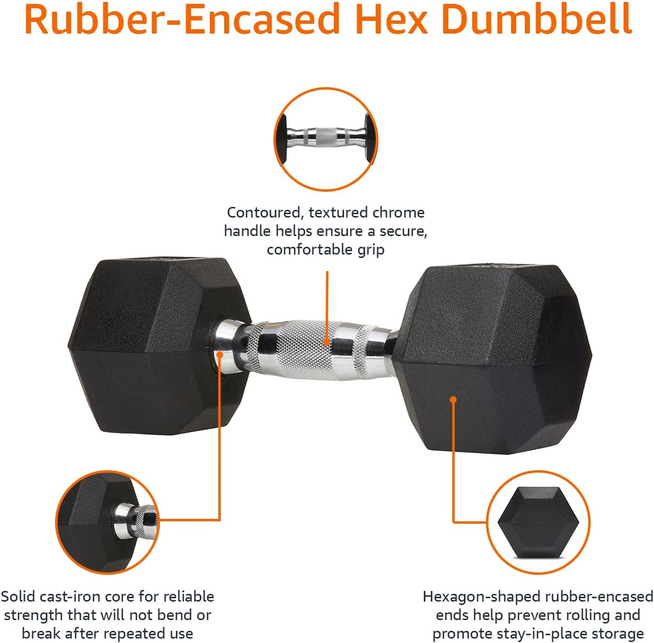 Amazon Basics - Mancuerna hexagonal con revestimiento de goma