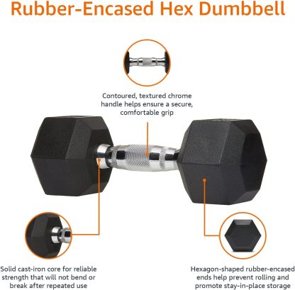 Amazon Basics - Mancuerna hexagonal con revestimiento de goma