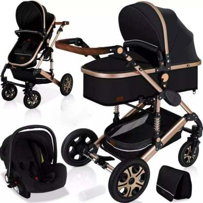 Cochecito de bebé 3 en 1 multifuncional Absorción de impactos Carro para recién nacidos Puede sentarse o acostarse Cochecito de bebé de lujo con paisaje alto ShopWise Round