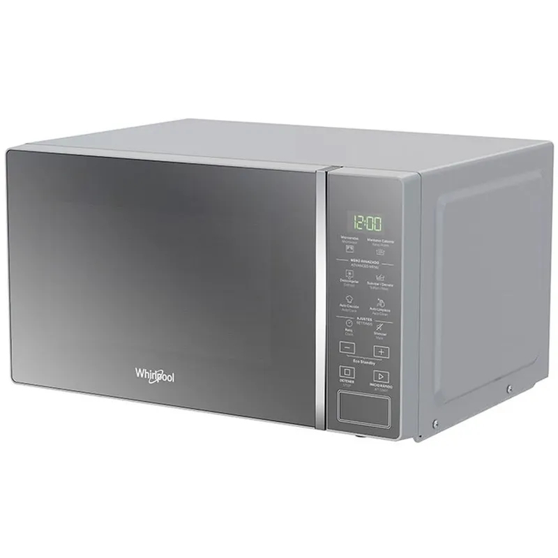 Microondas whirlpool 20lt silver acabado en espejo