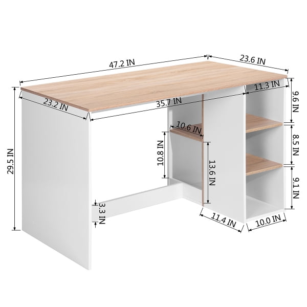 Escritorio de Computadora FurnitureR BRENTON MDF Blanco Haya